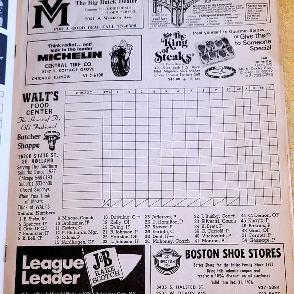 1976 The Chicago White Sox Official Program/Scorecard - Picture 4 of 5
